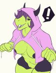  5_fingers belly breasts casual_nudity clothing dragon drawyourfursona exposed female hair hoodie meme nipples nude pink_sweater purple_hair pussy smokeyocity solo twitter_hoodie 