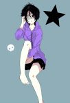  bad_id bad_pixiv_id black_hair breasts chrome_dokuro eyepatch highres katekyo_hitman_reborn! looking_at_viewer purple_eyes sekiji_miko short_hair simple_background skull solo star 