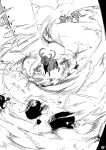  comic crossed_arms destruction extra_mouth giant greyscale highres horns monochrome monster muscle no_humans one-punch_man sgb solo tail 