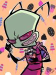  2018 alien antennae blush clothed clothing compression_artifacts dib_membrane green_skin human invader_zim irken male male/male mammal pinup pose signature spectra_(artist) zim 