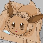  ambiguous_gender bowl brown_eyes cardboard_box eevee feral nintendo open_mouth pasaran pok&eacute;mon pok&eacute;mon_(species) solo video_games 