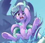  2018 bathtub blush equine falling female feral friendship_is_magic hair horn iuth looking_at_viewer mammal my_little_pony outside pussy sky solo starlight_glimmer_(mlp) unicorn water 