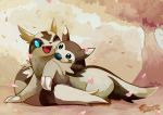  ambiguous_gender blitzdrachin blue_eyes claws feral fluffy furret invalid_tag linoone mammal mustelid nintendo open_mouth oran_berry painting petals pok&eacute;mon pok&eacute;mon_(species) tree video_games 