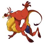  abs analon_(artist) anthro bulge claws clothed clothing disney dragon eastern_dragon horn long_ears male mulan_(copyright) muscular mushu penis_outline scalie smile solo topless underwear whiskers 