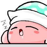 ambiguous_gender blush drooling kirby kirby_(series) nintendo pasaran saliva simple_background sleeping solo video_games white_background 