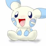  ambiguous_gender blush minun nintendo open_mouth pasaran pok&eacute;mon pok&eacute;mon_(species) simple_background solo video_games white_background 