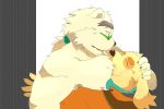  2018 anthro bear canine cusith dog duo eyes_closed eyewear fur glasses humanoid_hands male mammal overweight overweight_male polar_bear rave_(tas) smoking tokyo_afterschool_summoners white_fur yazoe yellow_fur 