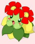  ambiguous_gender bellossom blush green_eyes nintendo pasaran pink_background pok&eacute;mon pok&eacute;mon_(species) simple_background solo sweat video_games 