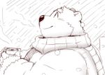  12beat13 2018 anthro bear black_nose blush clothing drinks humanoid_hands male mammal overweight overweight_male polar_bear scarf shirane_kan solo sweater utau 