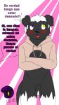  animal_genitalia anthro balls blush bottomless canine clothed clothing collie digital_media_(artwork) dog heterochromia male mammal open_mouth sheath solo spanish_text text the_master_dok translated 