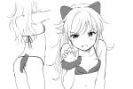  animal_ears bangs bra breasts cat_ears cat_tail chigusa_asuha cleavage collarbone fang grey_bra greyscale long_hair looking_at_viewer monochrome open_mouth qualidea_code sekiya_asami simple_background sketch small_breasts solo string_panties swept_bangs tail underwear white_background wrist_cuffs 