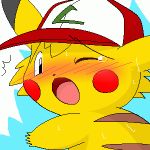  ambiguous_gender ashchu blush digital_media_(artwork) hat headwear nintendo oekaki pasaran pikachu pok&eacute;mon pok&eacute;mon_(species) suggestive sweat tears video_games 