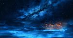  cable highres horizon light milky_way night night_sky no_humans ocean original outdoors sail scenery ship sky star_(sky) starry_sky water watercraft window wsxmax 