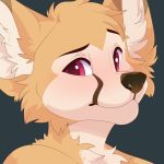  2018 artemis-shadows_(artemis) blush canine digital_media_(artwork) fennec feve fox fur hi_res male mammal purple_eyes shy solo 