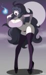  @_@ breasts cleavage creatures_(company) female female_only game_freak hex_maniac_(pokemon) high_heels huge_breasts lips lipstick looking_at_viewer makeup nintendo pokemon purple_lipstick sealguy solo thighhighs 