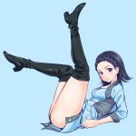  abe_tsukumo black_eyes black_hair boots breasts commentary_request highres kamen_rider kamen_rider_zi-o_(series) looking_at_viewer ora short_hair small_breasts solo thigh_boots thighhighs 