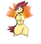  female lunarsonny nintendo pok&eacute;mon pok&eacute;mon_(species) shiny_pok&eacute;mon simple_background typhlosion video_games white_background yellow_eyes 