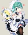  :3 :d ;d apron bare_shoulders black_dress black_legwear blush bow breasts character_request cleavage detached_collar dress elbow_gloves frilled_dress frilled_gloves frilled_legwear frills gloves green_eyes green_hair heart keroro keroro_gunsou looking_at_viewer maid maid_headdress medium_breasts mimoza_(96mimo414) one_eye_closed open_mouth short_hair smile spaghetti_strap strap_lift thighhighs white_apron white_bow white_gloves 
