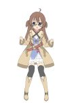  :o absurdres ahoge amane_rosylily amane_rosylily_(cosplay) amemiya_sekira bangs black-framed_eyewear black_legwear blush boots brown_coat brown_footwear brown_hair coat commentary_request cosplay dress eyebrows_visible_through_hair full_body hair_between_eyes hands_up highres knee_boots long_hair looking_at_viewer open_clothes open_coat original parted_lips purple_eyes sekira_ame semi-rimless_eyewear simple_background standing sweat thighhighs thighhighs_under_boots two_side_up under-rim_eyewear v-shaped_eyebrows very_long_hair white_background white_dress 