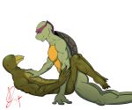  anal anal_penetration anthro beak donatello_(tmnt) duo hamakei hand_on_chest levs-chan male male/male nude penetration reptile scalie sex simple_background teenage_mutant_ninja_turtles turtle white_background 