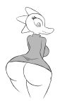  alligator bea_(nitw) big_butt bottomless breasts butt carnivorousvixen clothed clothing crocodile crocodilian eyelashes female looking_down night_in_the_woods reptile scalie solo 