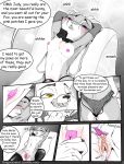  anthro assisted_exposure biped breasts clothing comic cum_leaking dialogue disney duo english_text fan_character female judy_hopps lagomorph legwear mammal monochrome partially_colored pussy rabbit small_breasts speech_bubble stockings text thegorysaint thigh_highs tumblr undressing zootopia 