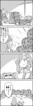  4koma =3 bucket clenched_hands comic commentary_request detached_sleeves greyscale hair_between_eyes hair_bobbles hair_ornament hair_tubes highres in_bucket in_container kisume kochiya_sanae long_hair looking_at_another monochrome nontraditional_miko rice shaded_face short_hair sidelocks skirt smile snake_hair_ornament sparkle tani_takeshi touhou translation_request twintails wide_sleeves yukkuri_shiteitte_ne 
