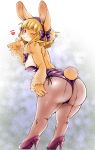  &lt;3 2018 4_fingers abstract_background anthro arm_tuft big_butt blonde_hair breasts bunny_costume butt chest_tuft clothing costume countershading female fishnet fishnet_legwear footwear fur grey_eyes hair high_heels kemono lagomorph leaning leaning_forward legwear long_ears looking_at_viewer mammal nipple_slip one_eye_closed orange_fur rabbit rear_view ribbons setouchi_kurage shoes side_boob smile solo standing stockings thick_thighs tuft wink 