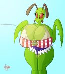  arthropod big_breasts breasts button_(disambiguation) claws clothing eliot_(heroic_ones) female hyper insect jamearts mantis shirt simple_background underwear 