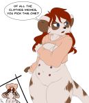  2018 annoyed anthro blue_eyes bottomless breasts clothed clothing covering covering_breasts dialogue female hair halcy0n haley_the_meerkat herpestid long_hair mammal meerkat meme mongoose multi_nipple nipples open_mouth pussy simple_background solo standing twitter_hoodie white_background wide_hips 