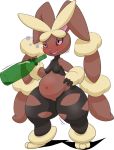  alcohol alpha_channel anthro belly beverage breasts clothed clothing drunk female hybridprojectalpha mega_evolution mega_lopunny nintendo overweight pok&eacute;mon pok&eacute;mon_(species) simple_background solo transparent_background video_games 