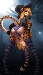  anthro black_nose blonde_hair butt camel_toe cheetah clothed clothing digitigrade dress feline female fog fur hair halloween hat holding_object holidays inner_ear_fluff jack-o&#039;-lantern legwear long_hair long_tail magic_user mammal mihari missy_(artist) night outside panties raised_tail solo spots spotted_fur standing stockings striped_legwear striped_stockings stripes thigh_highs underwear witch witch_hat yellow_eyes 