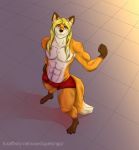  2018 bulge canine clothing digital_media_(artwork) fox fur hair looking_at_viewer lupelongo male mammal muscular muscular_male nipples outside simple_background smile solo underwear 