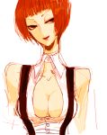  1girl breasts brown_eyes galerians large_breasts red_hair red_lips rita_(galerians) short_hair smile solo 