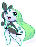  2018 5_fingers big_eyes black_clothing breasts clothed clothing dress female front_view full-length_portrait green_eyes green_hair hair hair_ornament humanoid jewelry legendary_pok&eacute;mon long_hair meloetta meloetta_(aria_form) nintendo no_underwear noseless not_furry open_mouth open_smile outline pok&eacute;mon pok&eacute;mon_(species) portrait signature simple_background small_breasts smile solo standing teeth thick_thighs video_games white_background white_skin xylas 