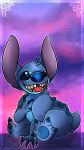  2018 4_fingers 4_toes alien back_markings blue_claws blue_eyes blue_fur blue_nose border claws digital_drawing_(artwork) digital_media_(artwork) disney experiment_(species) fluffy fur head_tuft hi_res lilo_and_stitch markings open_mouth open_smile outline sitting small_tail smile solo spectrumnyx stitch toe_claws toes tuft 