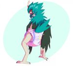  ambiguous_gender anthro beak decidueye diaper feathered_wings feathers furrychrome nintendo pok&eacute;mon pok&eacute;mon_(species) shiny_pok&eacute;mon simple_background solo video_games wings 