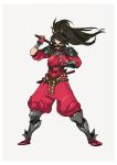  absurdres adapted_costume armor black_hair bodysuit brown_hair fingerless_gloves gloves highres japanese_armor long_hair menpoo ninja oskar_vega ponytail solo soulcalibur sword taki_(soulcalibur) weapon 