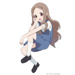  aoba_kokona baba_arumi braid brown_hair commentary_request hair_ornament hairclip long_hair school_uniform simple_background solo white_background yama_no_susume 