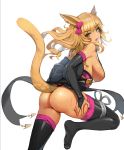  animal_ears no_bra pantsu romana string_panties tail thighhighs 