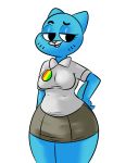  cartoon_network cat clothing feline female hand_on_hip mammal mature_female nicole_watterson shirt skirt smile solo the_amazing_world_of_gumball tight-clothing virate-chip 