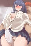  1boy 1girl bangs bar_censor black_hair black_skirt blue_eyes blush breast_grab breasts cardigan censored clothed_female_nude_male collared_shirt couple erection eyebrows_visible_through_hair grabbing hand_on_another&#039;s_arm hetero hibiki_yuuta hug hug_from_behind large_breasts large_penis long_hair long_sleeves miniskirt nude open_clothes penis penis_under_clothes pleated_skirt pussy red_hair school_uniform shirt short_hair skirt smoke ssss.gridman sweat sweater takarada_rikka thighs white_cardigan white_shirt white_sweater wing_collar 