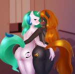  amber_moon anthro bat_pony digital_media_(artwork) duo equine fan_character female hair hi_res horn invalid_tag looking_at_viewer mammal membranous_wings multicolored_hair my_little_pony orange_hair pussy two_tone_hair unicorn wernex wings 