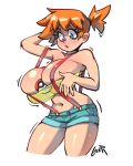  1girl alternate_breast_size breast_expansion breasts bursting_breasts cleavage creatures_(company) female female_only game_freak gerph huge_breasts kasumi_(pokemon) large_breasts nintendo pokemon pokemon_(anime) pokemon_(classic_anime) solo text_focus watermark wide_hips 
