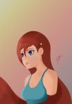  absurdres aqua_tank_top blue_eyes breasts caucasian cleavage cropped_arms freckles highres large_breasts long_hair md5_mismatch no_lineart non-asian original red_hair resized self_upload serlex signature solo tank_top upper_body upscaled very_long_hair 