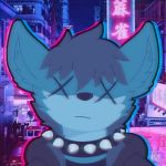  ambiguous_gender anthro blue_fur canid canine canis clothed clothing collar digital_media_(artwork) fox fur hybrid jacket mammal mylimo solo thatboi_limo wolf 