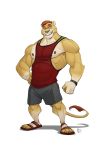  2018 anthro biceps clothed clothing digital_media_(artwork) feline fur furrybob hair hi_res lion male mammal muscular nipples pecs standing 