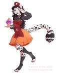  2017 5_fingers anthro black_hair blue_eyes breasts clothed clothing digital_media_(artwork) feline female hair leopard looking_at_viewer mammal open_mouth pink_nose rayley simple_background smile standing teeth tongue white_background 