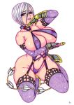  1girl breasts cleavage highres huge_breasts isabella_valentine kyo solo soul_calibur white_hair 