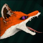  ambiguous_gender anatomy_error canine feral fox fur mammal open_mouth purple_eyes sharp_teeth simple_background solo teeth tongue 